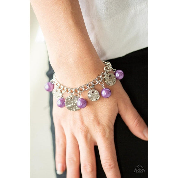Paparazzi SEA In A New Light - Purple Silver Beaded Bracelet