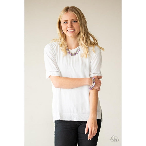 Paparazzi SEA In A New Light - Purple Silver Beaded Bracelet