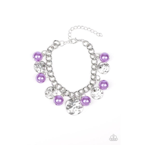 Paparazzi SEA In A New Light - Purple Silver Beaded Bracelet