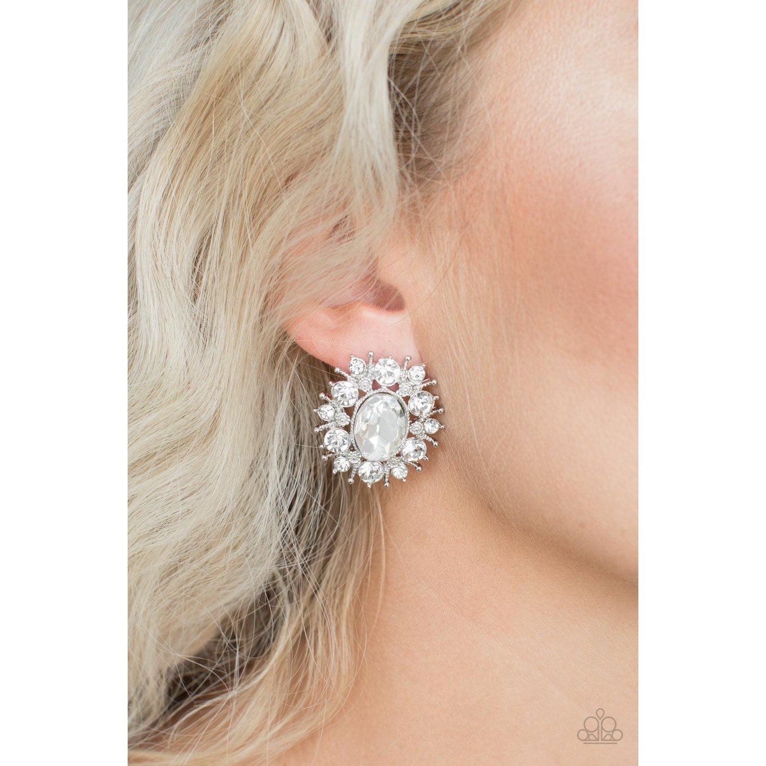 Paparazzi Serious Star Power - White Pierced Earrings