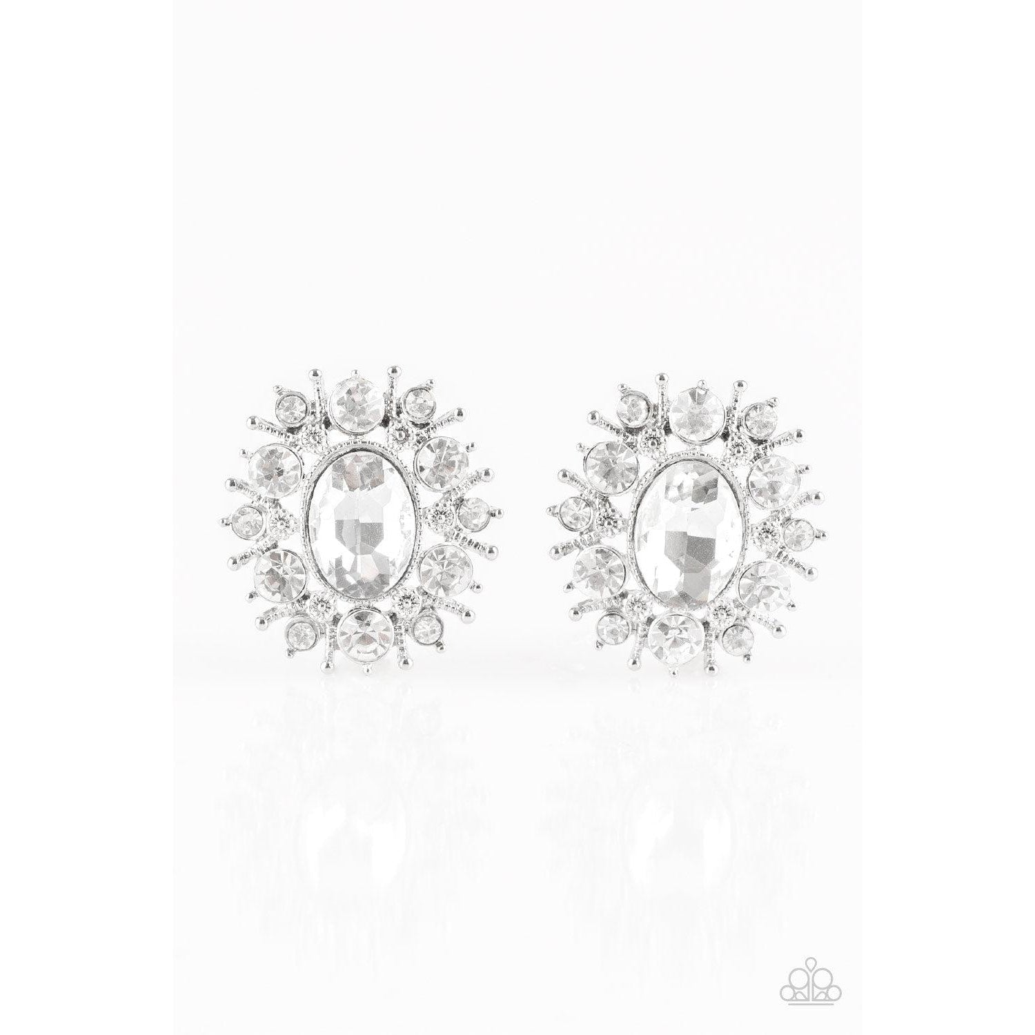 Paparazzi Serious Star Power - White Pierced Earrings