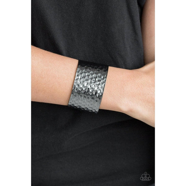 "Simmering Shimmer - Black" Gunmetal Cuff Bracelet