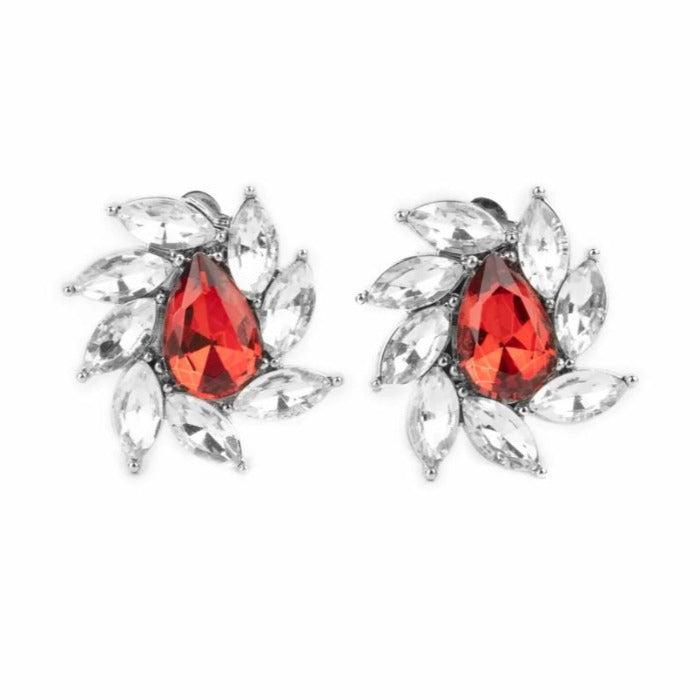 Paparazzi Sophisticated Swirl Red Clip-On Earrings-Earring-SPARKLE ARMAND