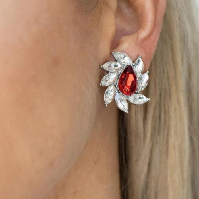 Paparazzi Sophisticated Swirl Red Clip-On Earrings-Earring-SPARKLE ARMAND
