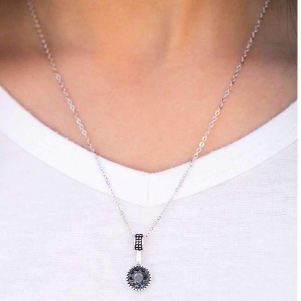 Paparazzi Spark In The Dark Faceted Smoky Gem Necklace & Earring Set