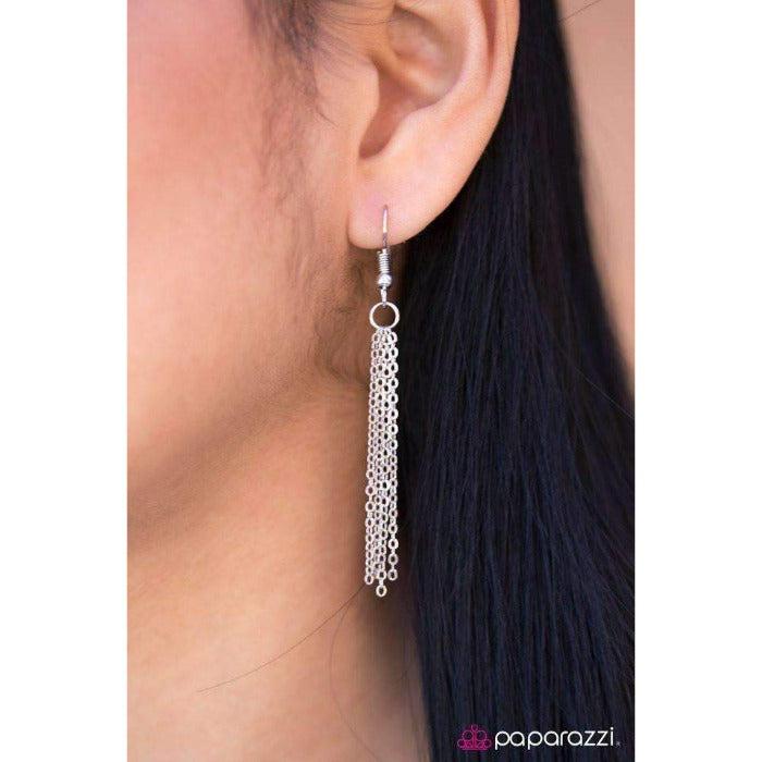 Paparazzi Spark In The Dark Faceted Smoky Gem Necklace & Earring Set
