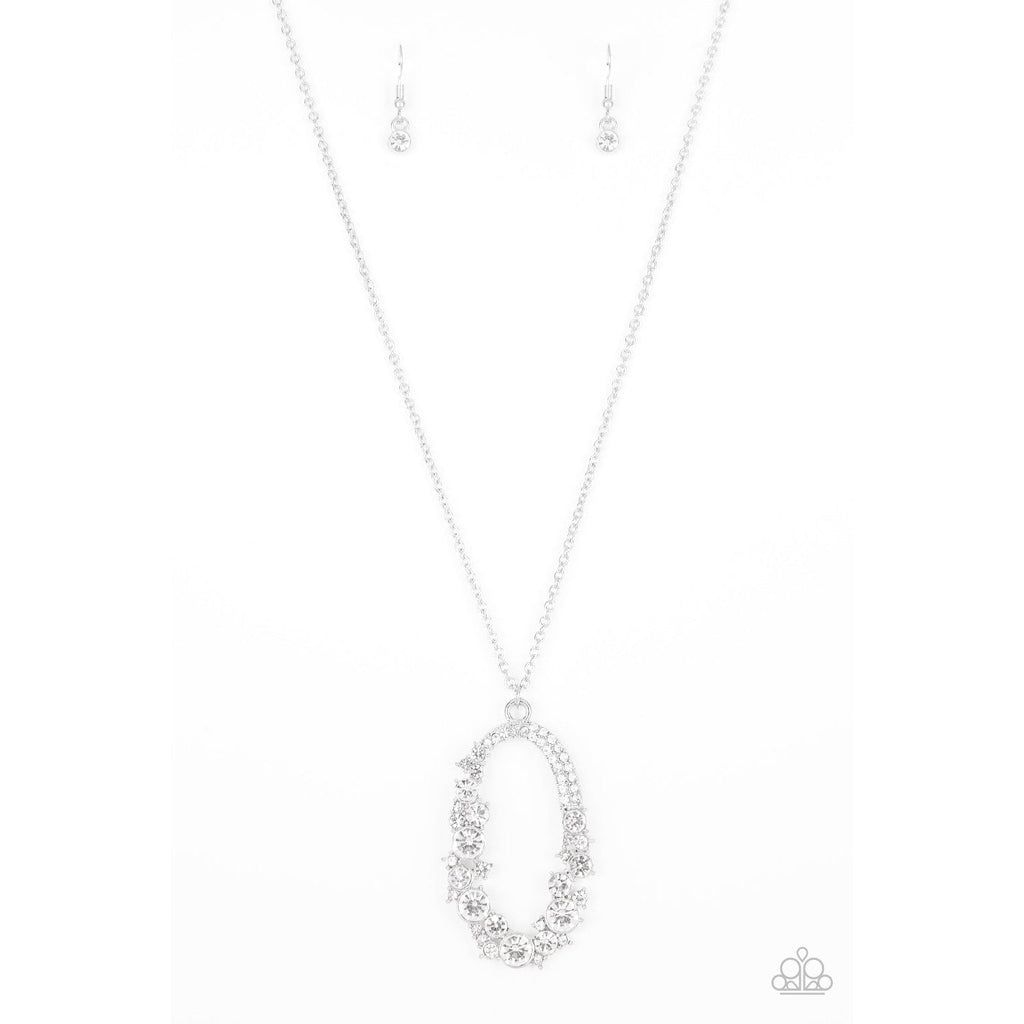 Paparazzi "Spotlight Social - White" Necklace & Earrings Set-Necklace-SPARKLE ARMAND