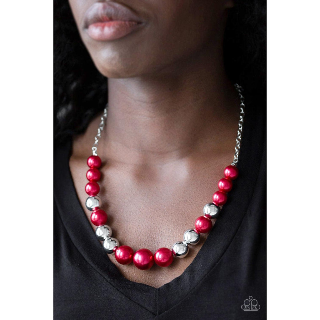 Paparazzi Take Note Red Necklace & Earrings Set