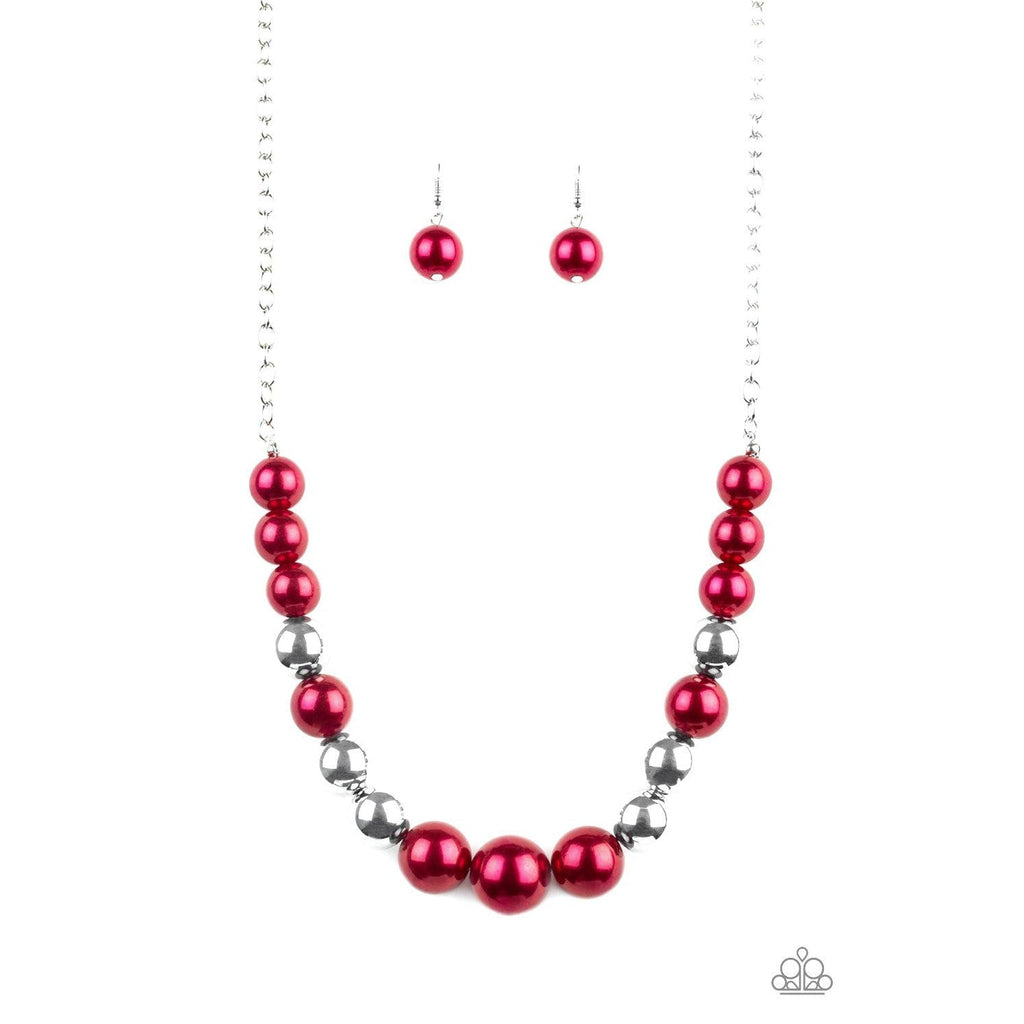 Paparazzi Take Note Red Necklace & Earrings Set