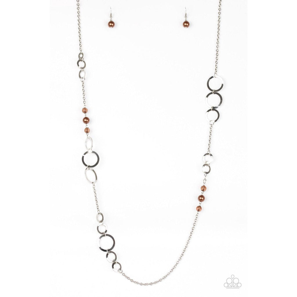Paparazzi The GLOW-est of the Glow Brown Necklace & Earrings Set