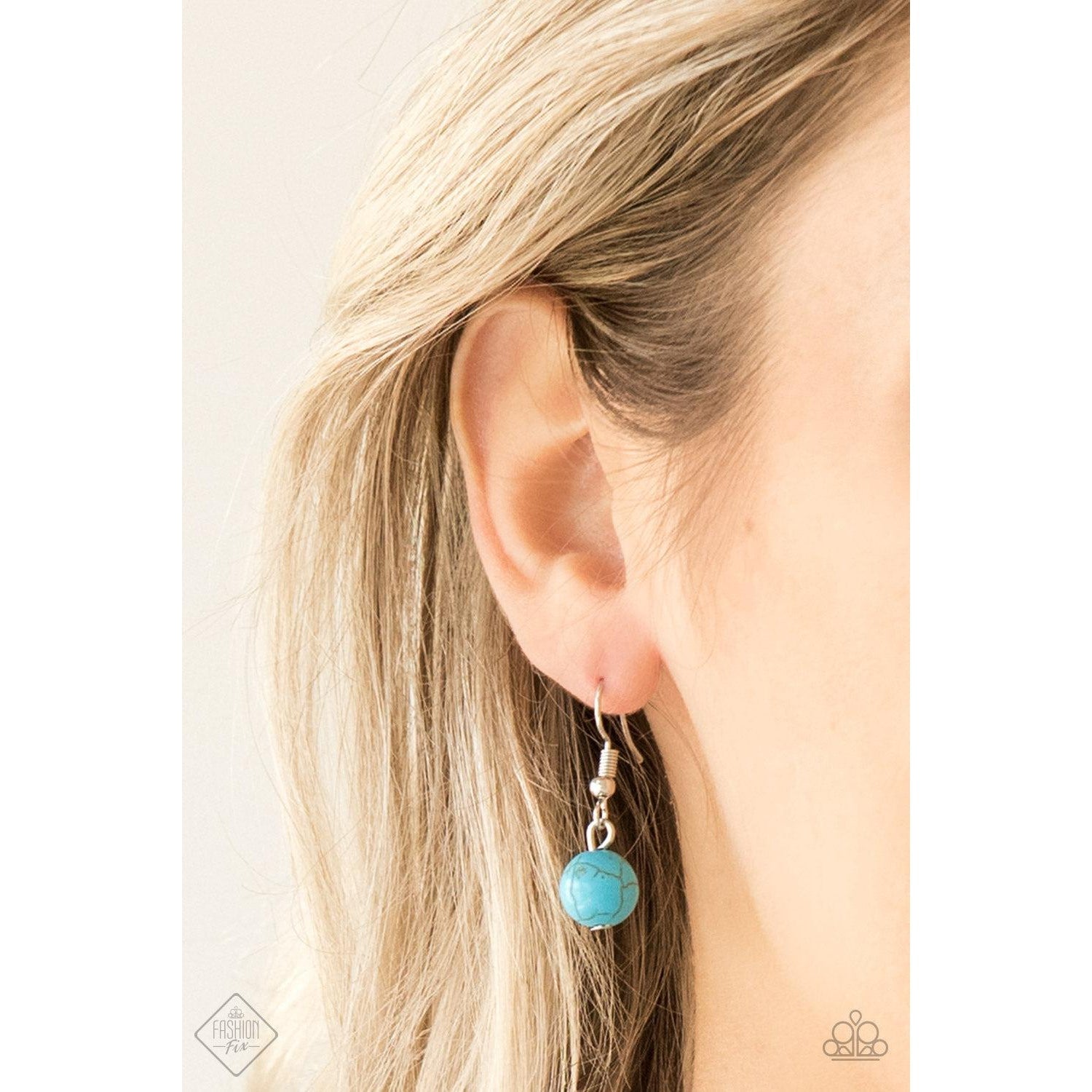Paparazzi "The Ruling Class" Faux Turquoise Stone Necklace & Earrings Set-Necklace-SPARKLE ARMAND