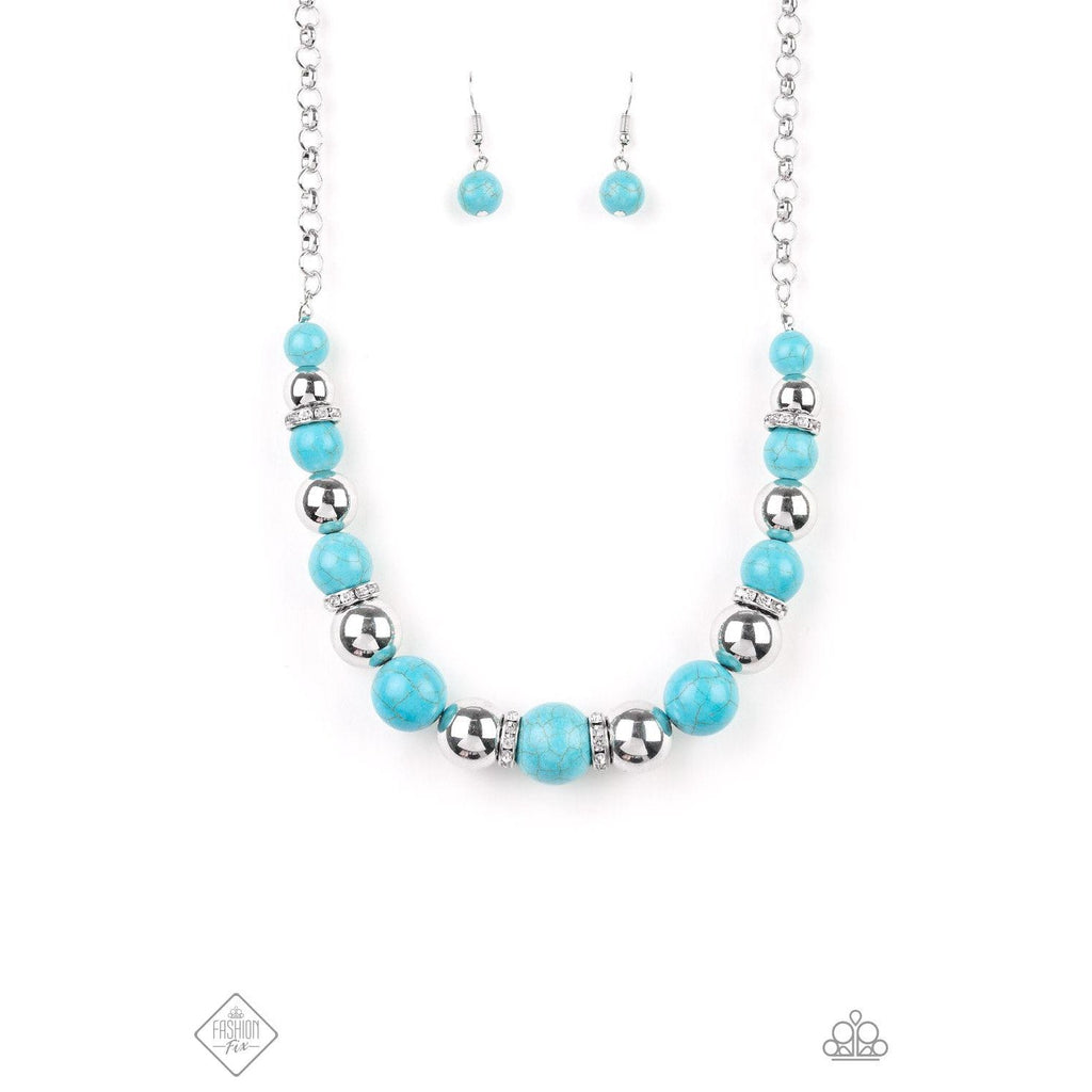 Paparazzi "The Ruling Class" Faux Turquoise Stone Necklace & Earrings Set-Necklace-SPARKLE ARMAND