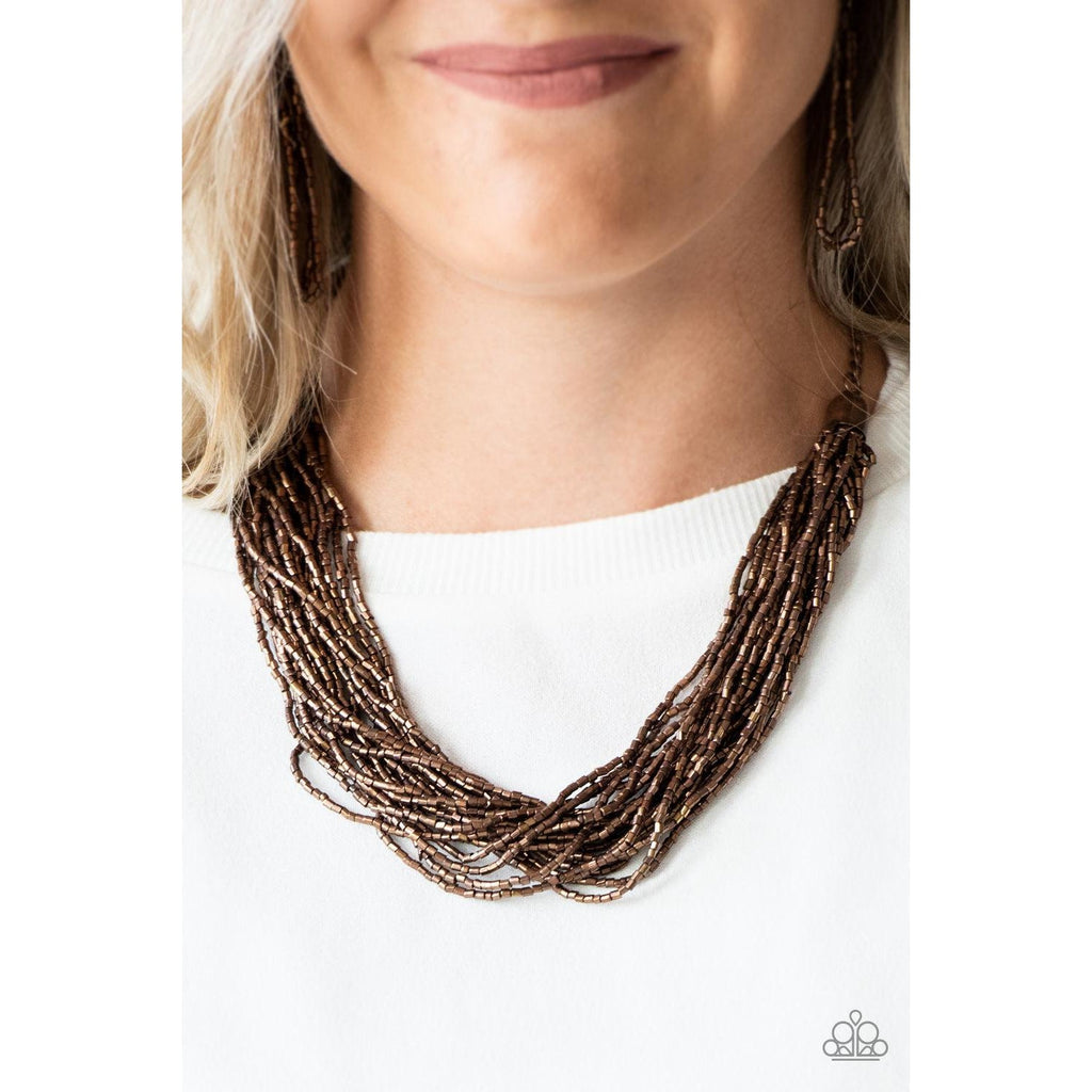 Paparazzi "The Speed of STARLIGHT - Copper" Necklace & Earrings Set-Necklace-SPARKLE ARMAND