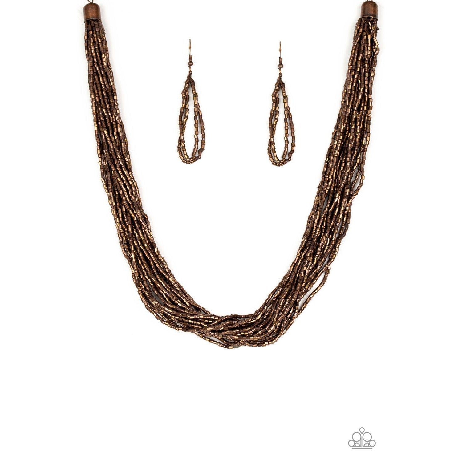 Paparazzi "The Speed of STARLIGHT - Copper" Necklace & Earrings Set-Necklace-SPARKLE ARMAND
