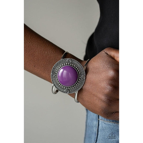Paparazzi "Tribal Pop - Purple" Oversized Faux Stone Cuff Bracelet