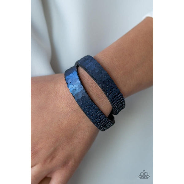 Paparazzi Under The SEQUINS - Blue Double Wrap Bracelet