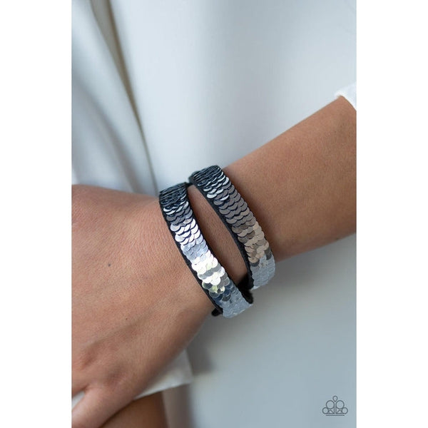 Paparazzi Under The SEQUINS Blue Double Wrap Bracelet SPARKLE