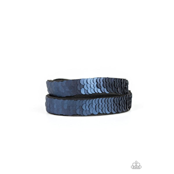 Paparazzi Under The SEQUINS - Blue Double Wrap Bracelet