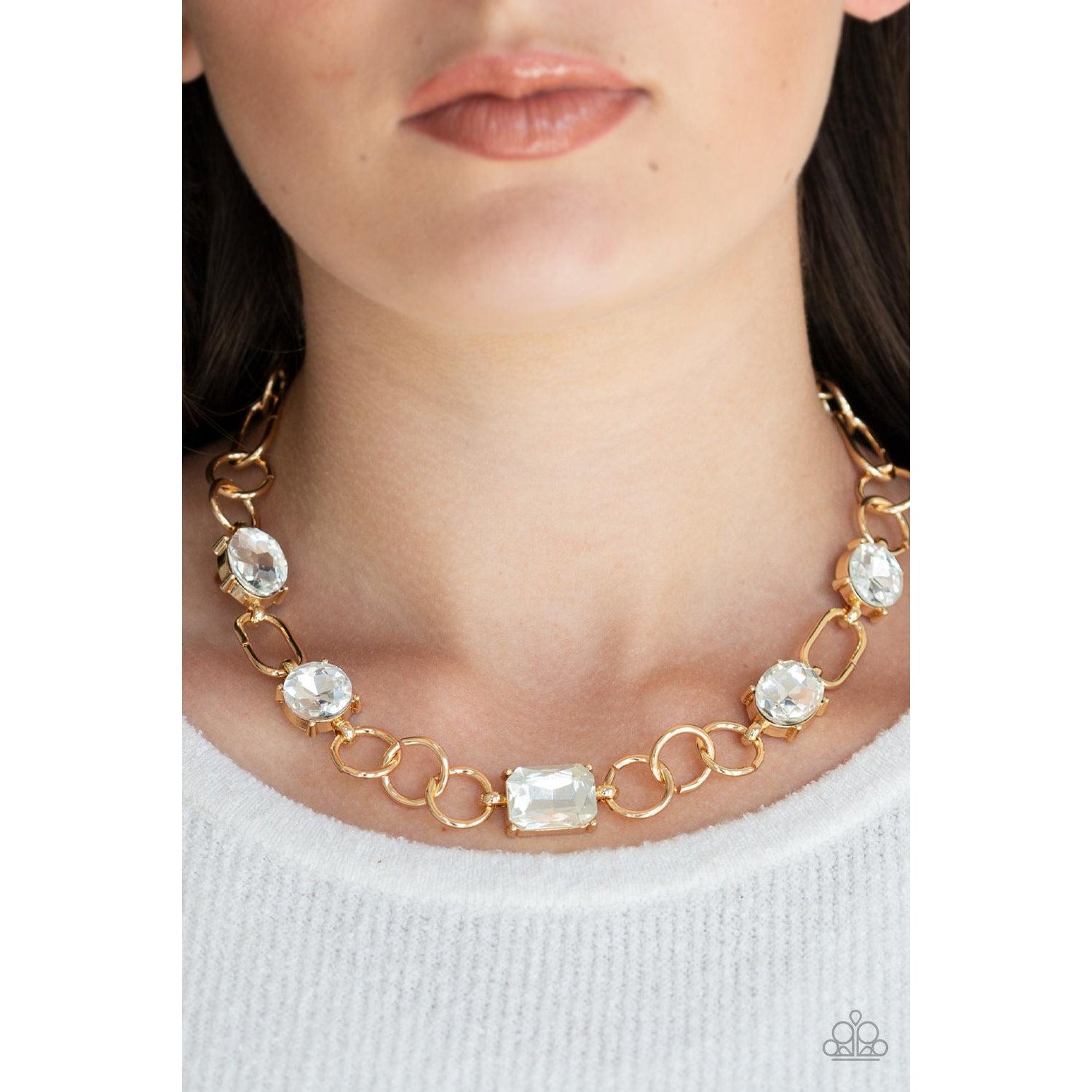 Paparazzi Urban District Gold Necklace & Earrings Set-Necklace-SPARKLE ARMAND