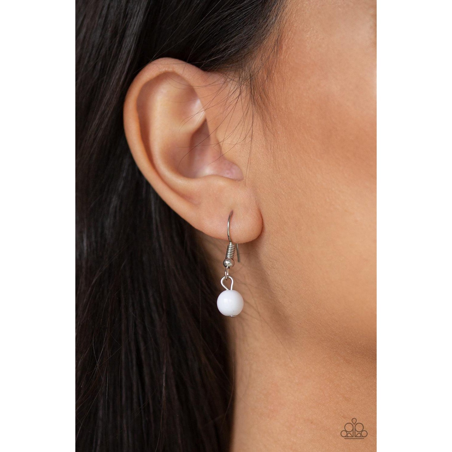 Paparazzi Wait and SEA White Necklace & Earrings Set-Necklace-SPARKLE ARMAND