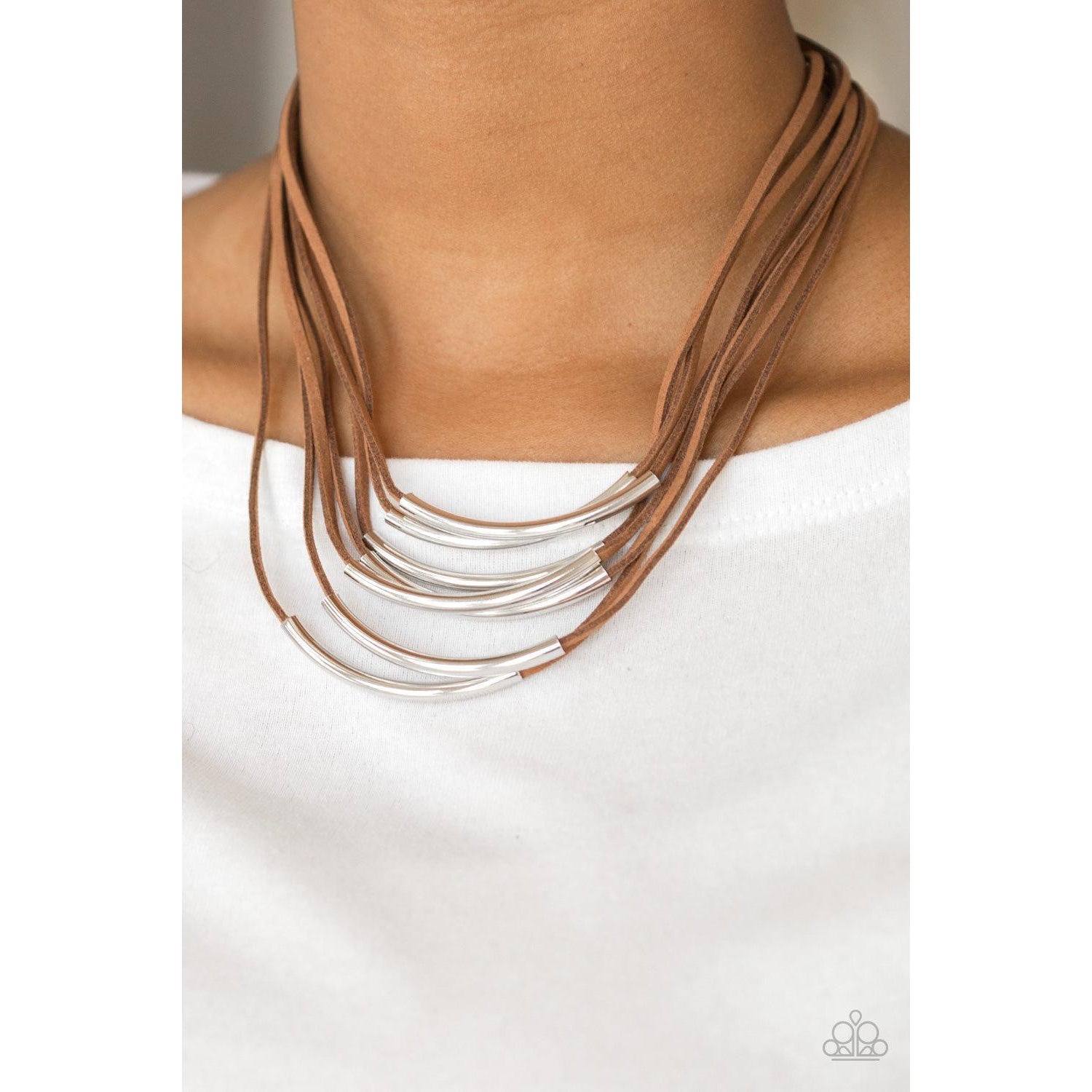 Paparazzi Walk The WALKABOUT Brown Necklace & Earrings Set-Necklace-SPARKLE ARMAND