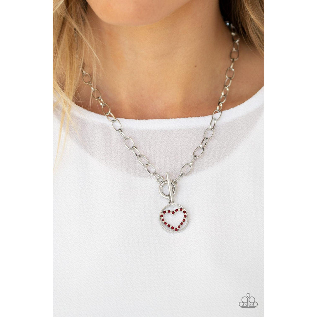 Paparazzi With My Whole Heart - Red Necklace & Earrings Set-Necklace-SPARKLE ARMAND