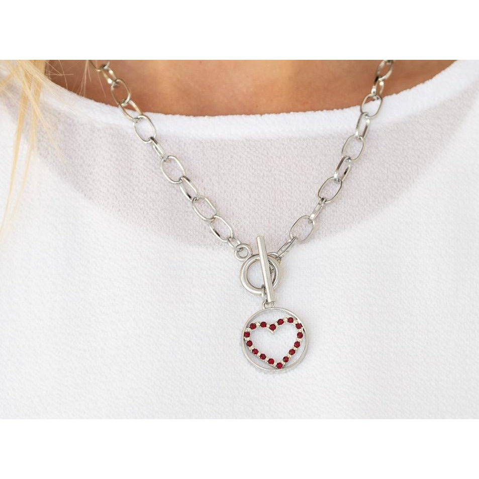 Paparazzi With My Whole Heart - Red Necklace & Earrings Set-Necklace-SPARKLE ARMAND