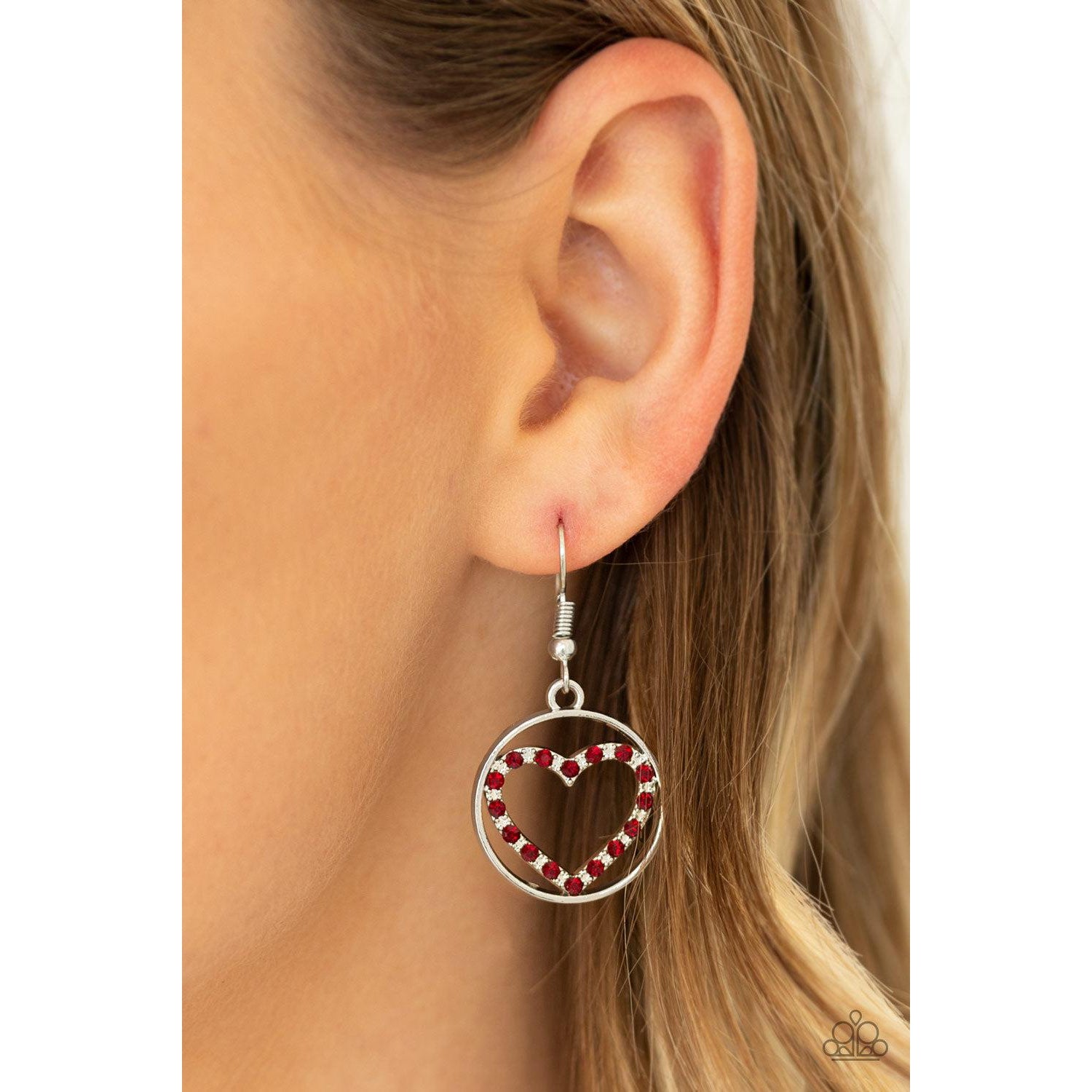 Paparazzi With My Whole Heart - Red Necklace & Earrings Set-Necklace-SPARKLE ARMAND
