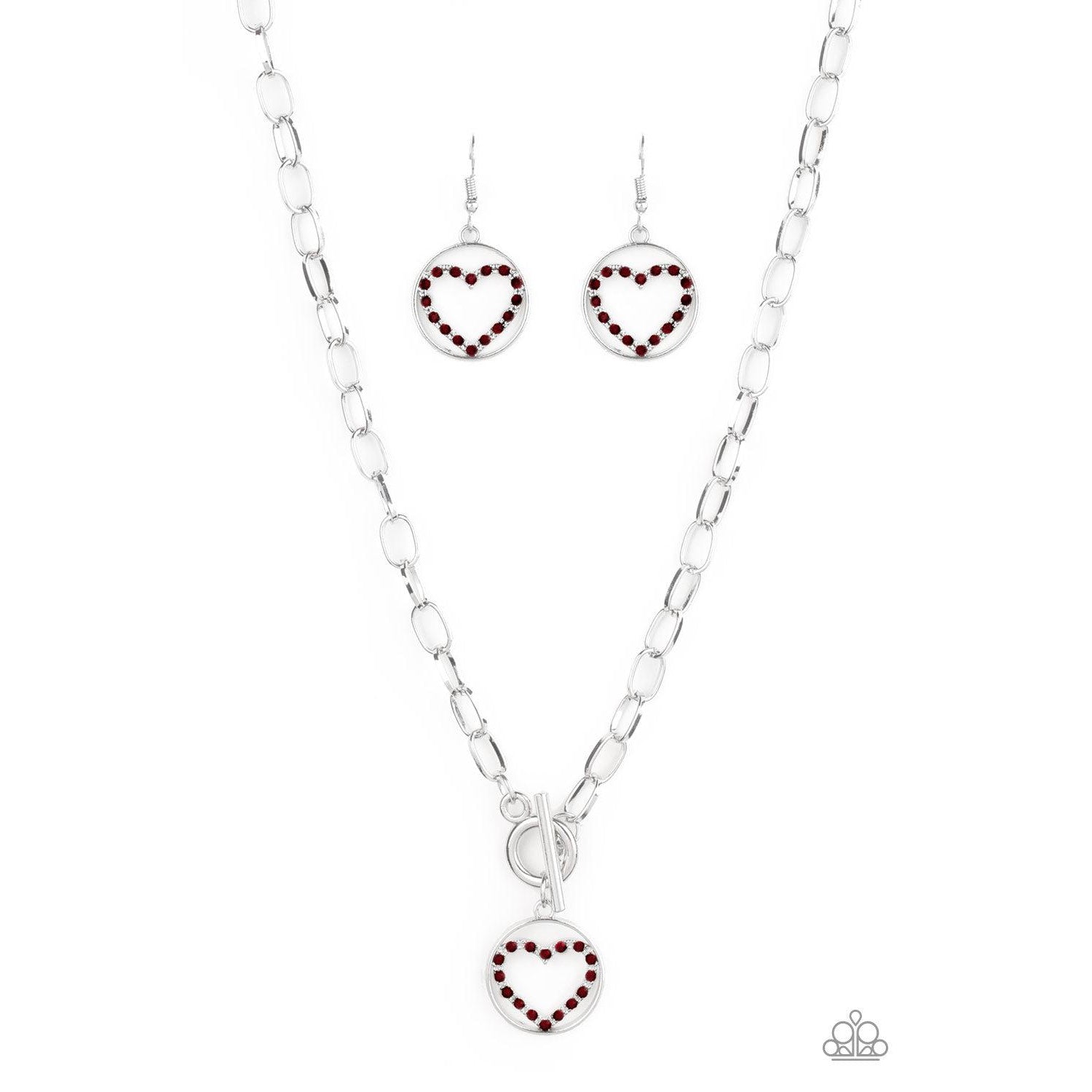 Paparazzi Playing Heart To Get Black Choker Necklace & Earring Set