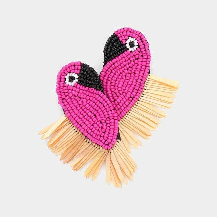 Parrot Pink Seed Bead Earrings
