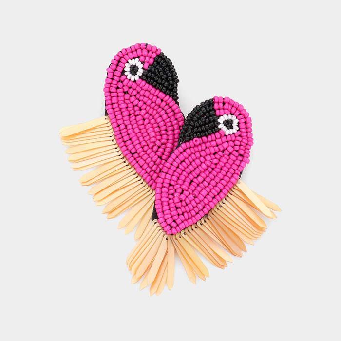 Parrot Pink Seed Bead Earrings