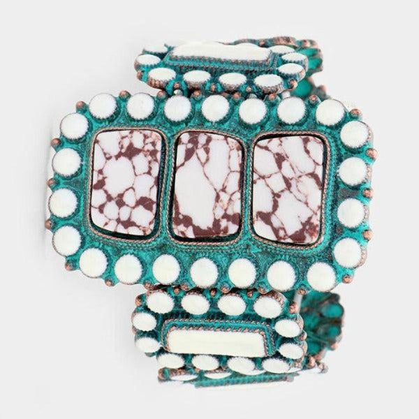Patina Verdigris White Howlite Bracelet