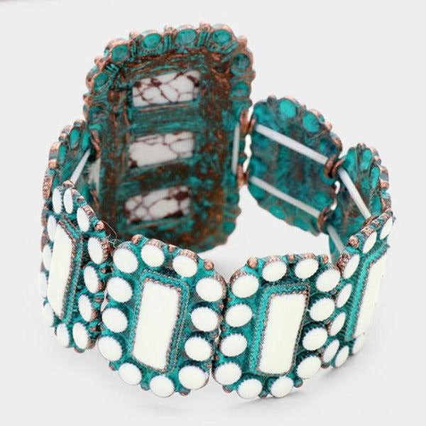 Patina Verdigris White Howlite Bracelet
