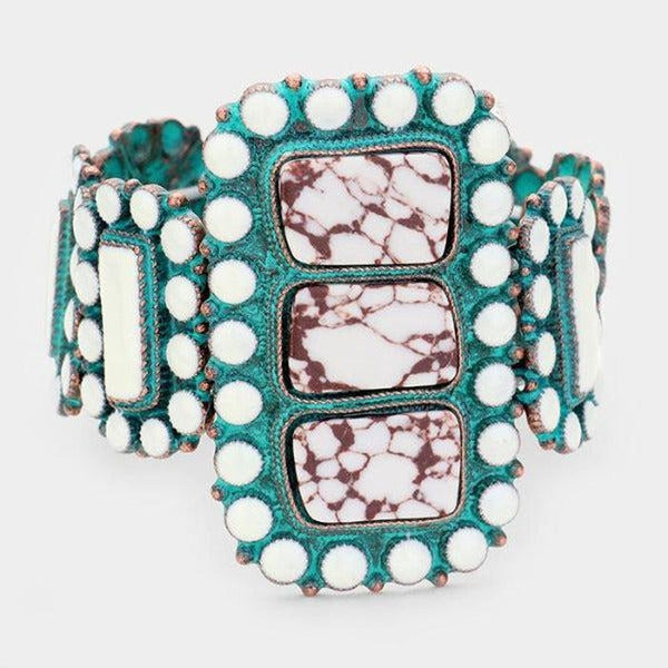 Patina Verdigris White Howlite Bracelet