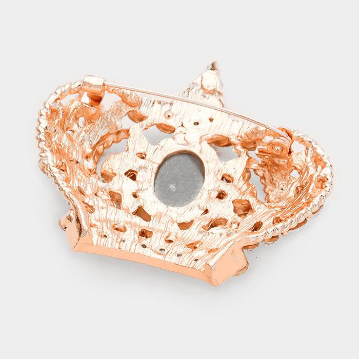 Pave Clear Crystal Crown Rose Gold Pin Brooch