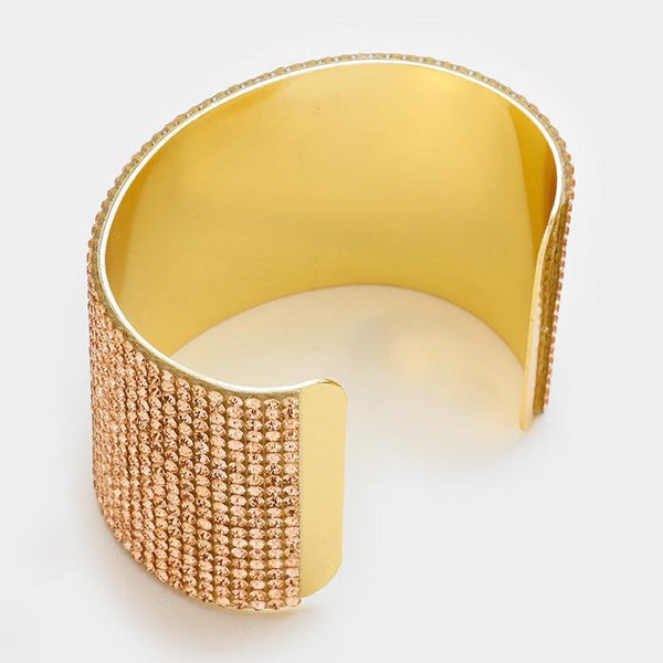 Peach Crystal Gold Cuff Bracelet