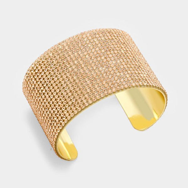 Peach Crystal Gold Cuff Bracelet