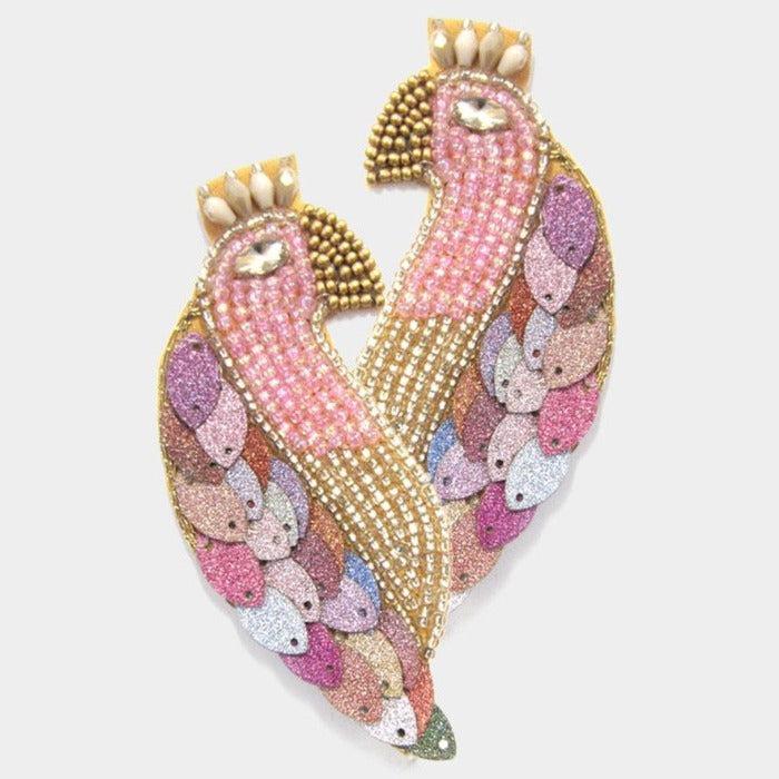 Peacock Multi Color Seed Bead Earrings by Treasure Jewelry