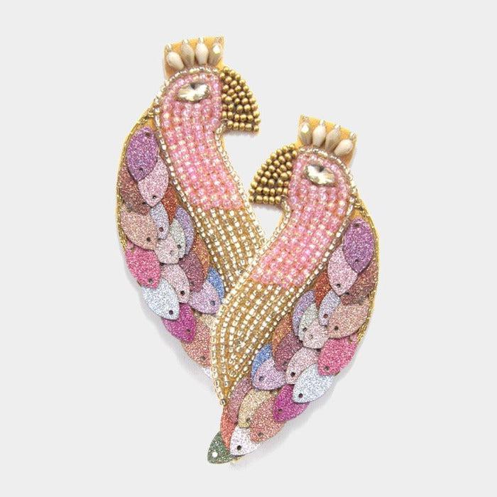 Peacock Multi Color Seed Bead Earrings by Treasure Jewelry