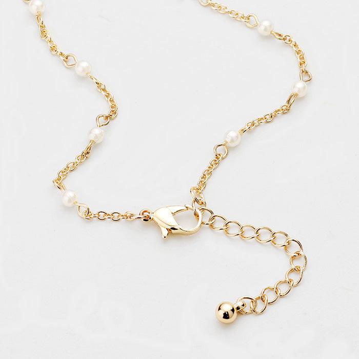 Pearl (Faux) Detailed Turtle Charm Anklet