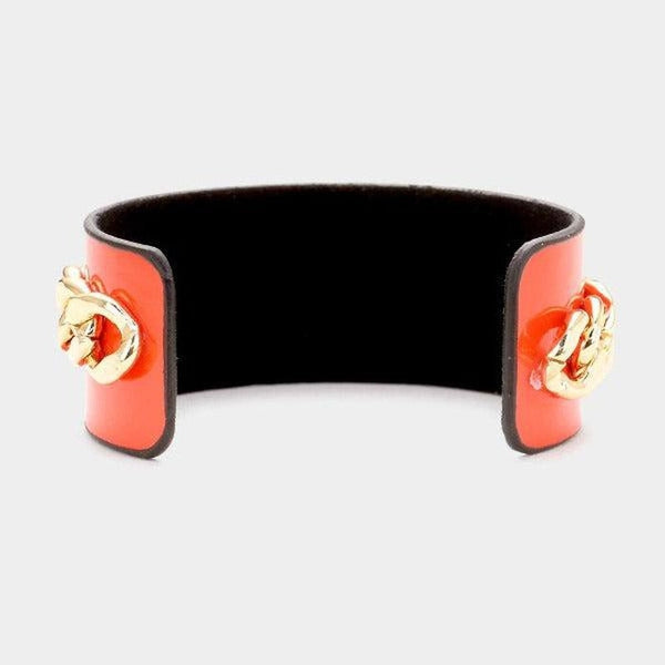 Pearl Honey Bee Orange Red Chain Cuff Bracelet