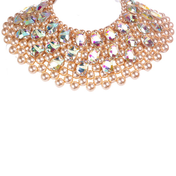 Pearl Multi Strand Crystal Statement Necklace Set