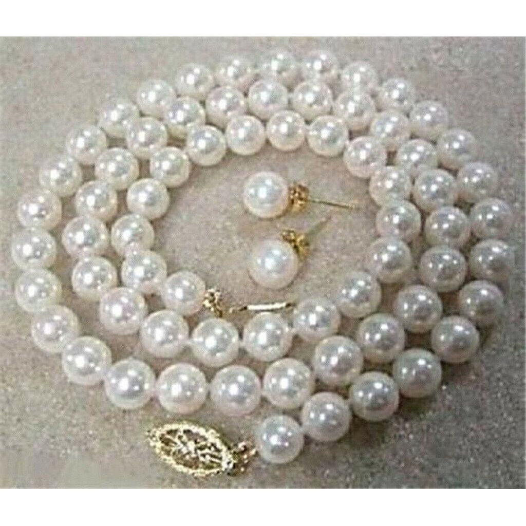Pearl (faux) 8mm Necklace & Earring Set-Necklace-SPARKLE ARMAND