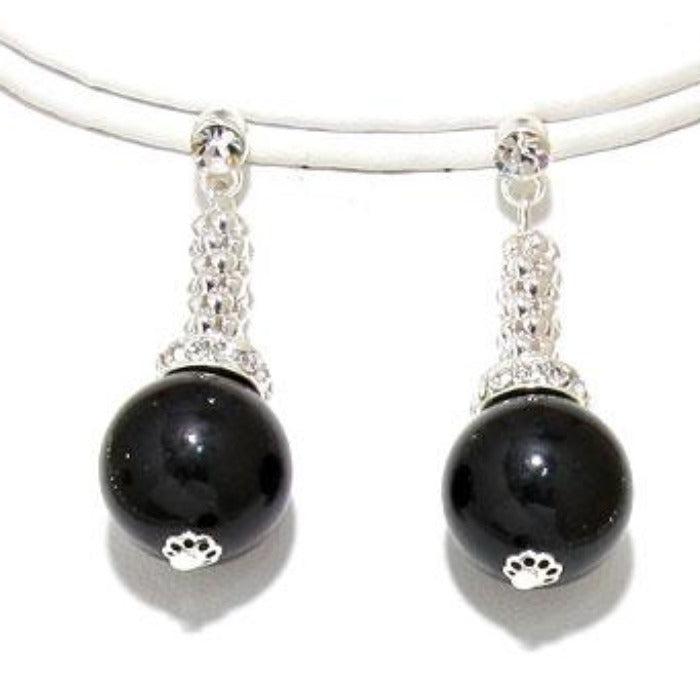 Pearl (faux) Black  Drop Gold Necklace Set