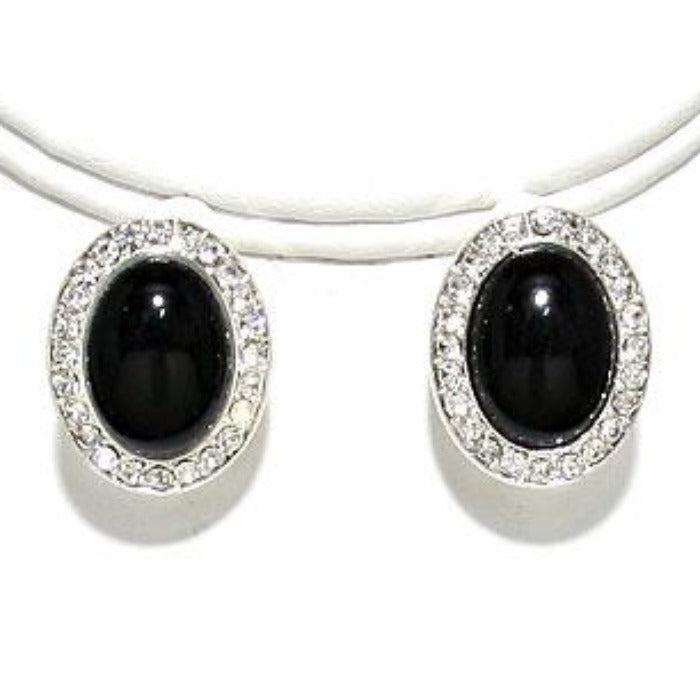 Pearl (faux) Black Necklace & Clip-On Earrings Set-Necklace-SPARKLE ARMAND