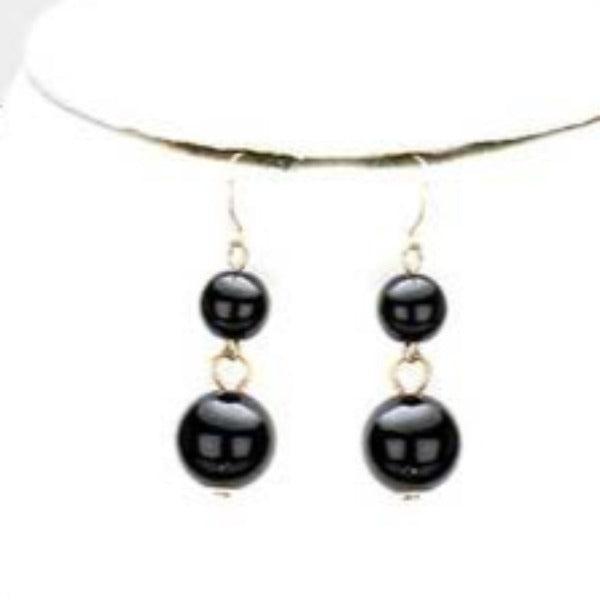  5 Strand Black Pearl (faux) Necklace & Earring Set by core