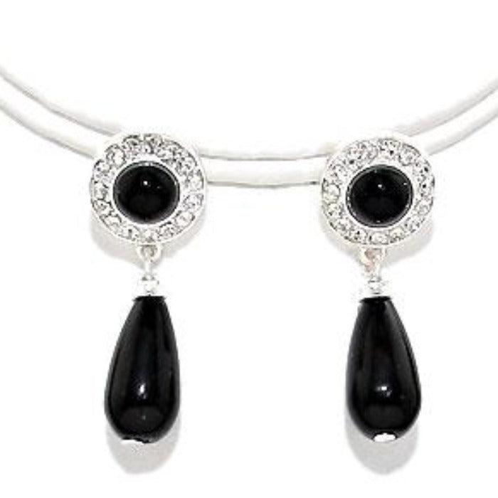 Pearl (Faux) Black Necklace & Earrings Set