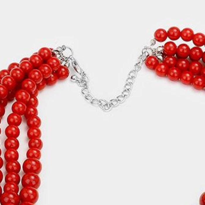 Pearl (faux) Coral Necklace & Earring Set-Necklace-SPARKLE ARMAND
