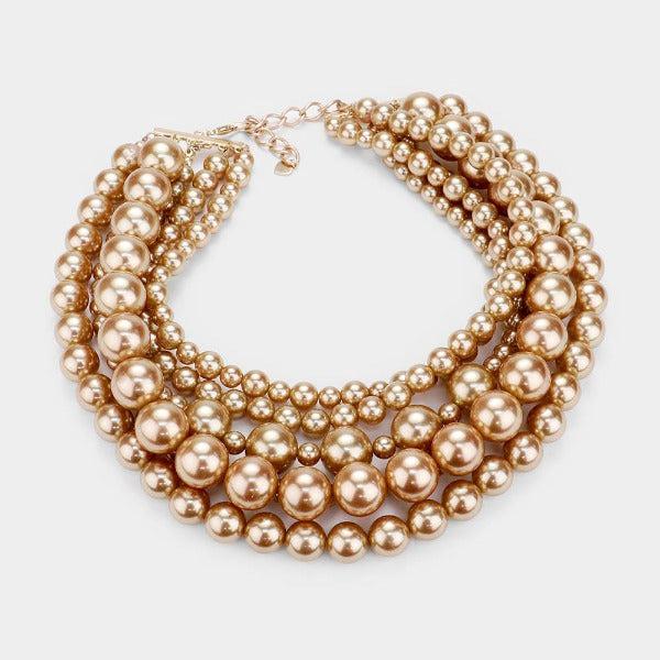 Pearl (faux) Gold Collar Necklace Set