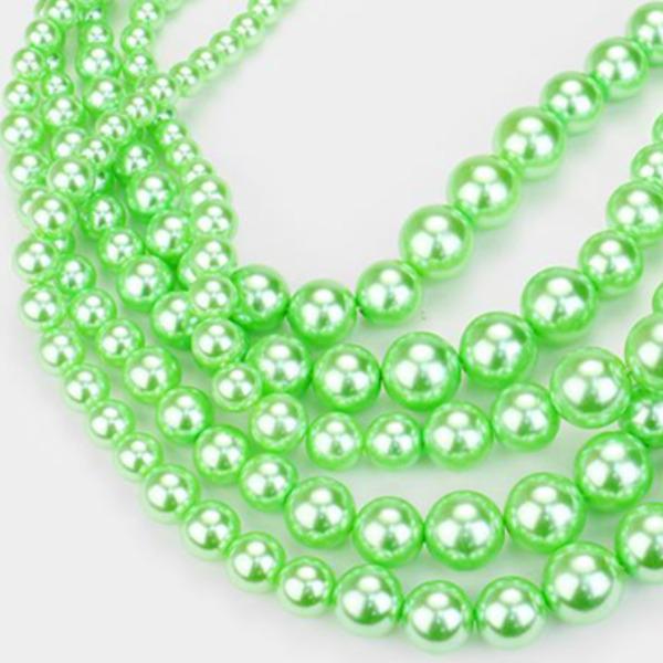  5 Strand Green Pearl (faux) Necklace & Earring Set by Sophia Collection